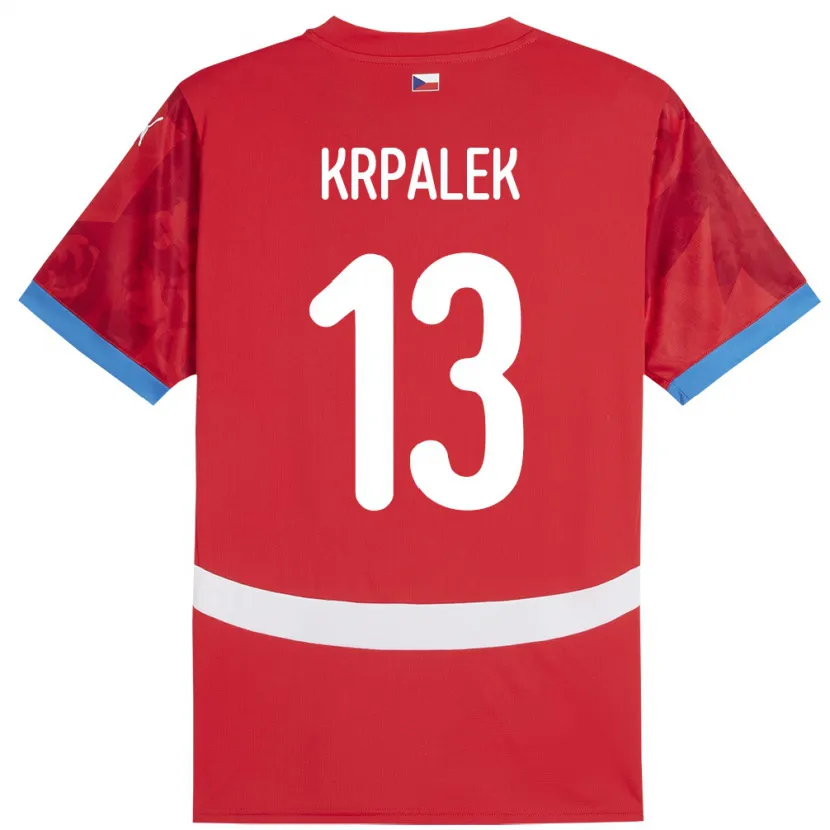 Danxen Mujer Camiseta Chequia Dennis Krpalek #13 Rojo 1ª Equipación 24-26 La Camisa México