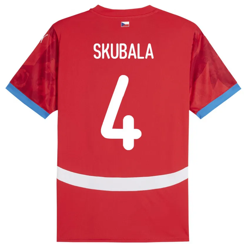Danxen Mujer Camiseta Chequia Tomas Skubala #4 Rojo 1ª Equipación 24-26 La Camisa México