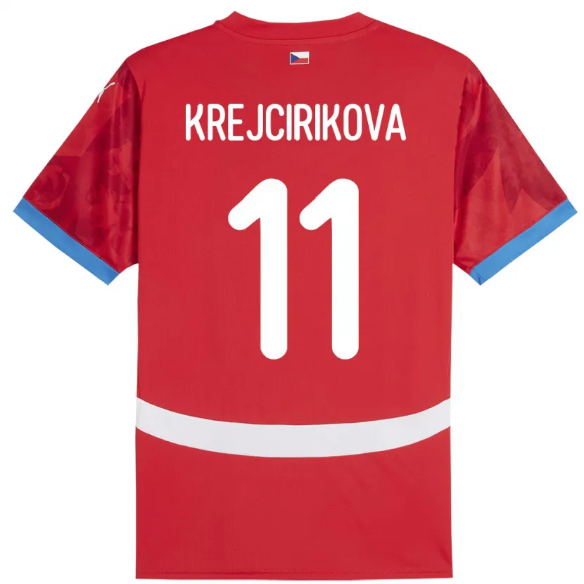 Danxen Mujer Camiseta Chequia Tereza Krejčiříková #11 Rojo 1ª Equipación 24-26 La Camisa México
