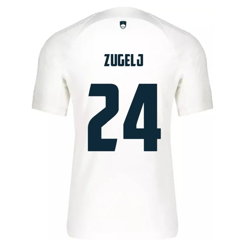 Danxen Mujer Camiseta Eslovenia Nino Zugelj #24 Blanco 1ª Equipación 24-26 La Camisa México
