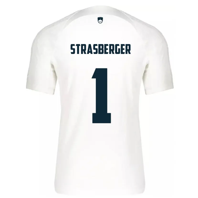 Danxen Mujer Camiseta Eslovenia Tim Strasberger #1 Blanco 1ª Equipación 24-26 La Camisa México