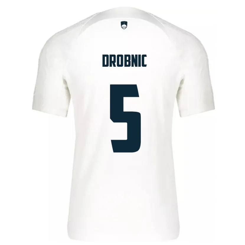 Danxen Mujer Camiseta Eslovenia Dominik Drobnic #5 Blanco 1ª Equipación 24-26 La Camisa México
