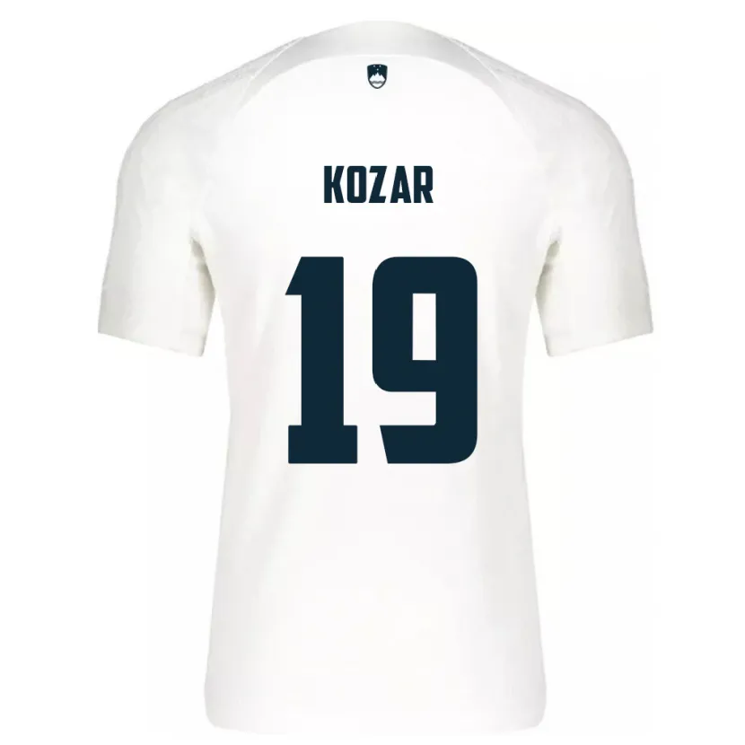 Danxen Mujer Camiseta Eslovenia Kristjan Kozar #19 Blanco 1ª Equipación 24-26 La Camisa México