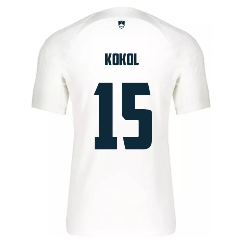 Danxen Mujer Camiseta Eslovenia Luka Kokol #15 Blanco 1ª Equipación 24-26 La Camisa México