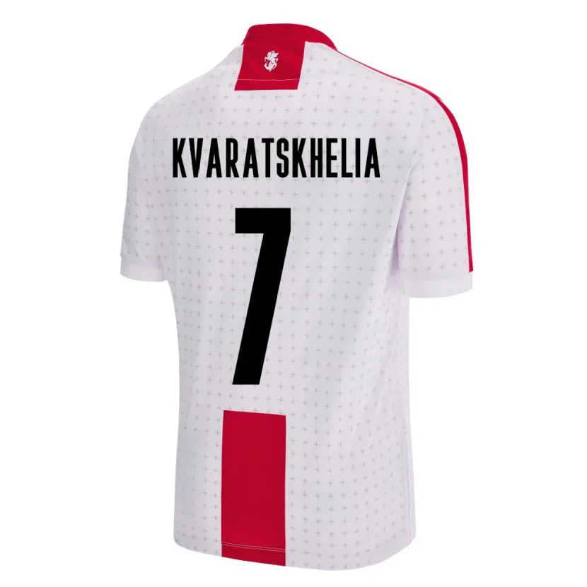 Danxen Mujer Camiseta Georgia Khvicha Kvaratskhelia #7 Blanco 1ª Equipación 24-26 La Camisa México