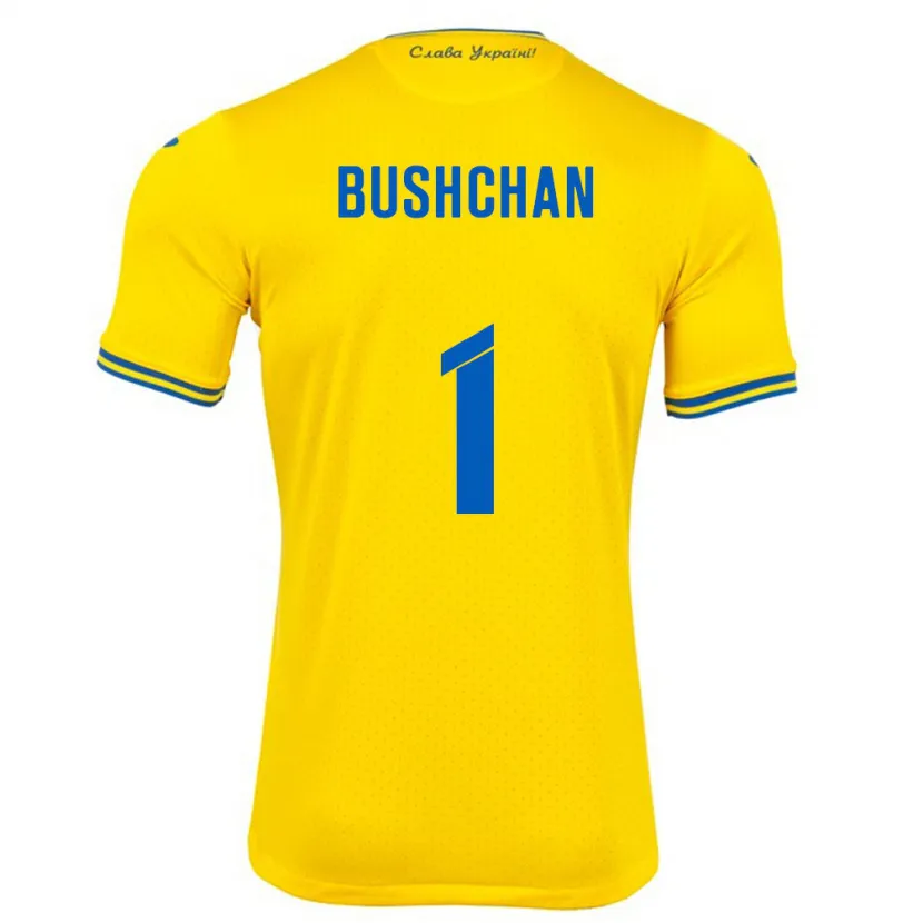 Danxen Mujer Camiseta Ucrania Georgiy Bushchan #1 Amarillo 1ª Equipación 24-26 La Camisa México