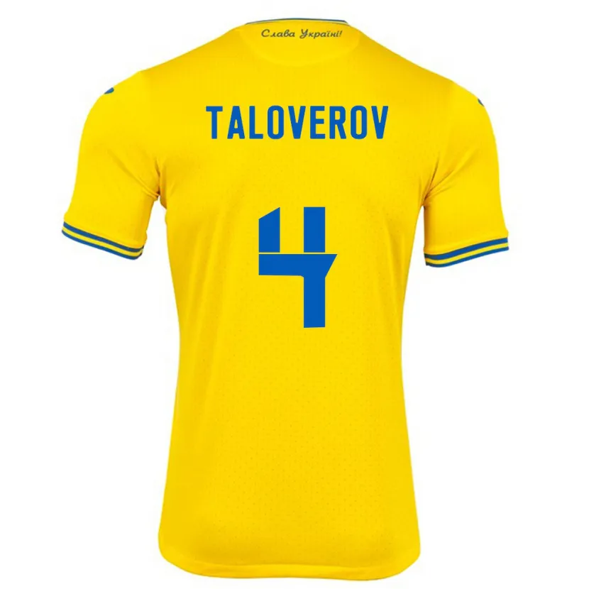 Danxen Mujer Camiseta Ucrania Maksym Taloverov #4 Amarillo 1ª Equipación 24-26 La Camisa México