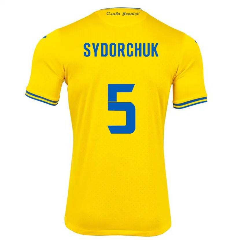 Danxen Mujer Camiseta Ucrania Sergiy Sydorchuk #5 Amarillo 1ª Equipación 24-26 La Camisa México