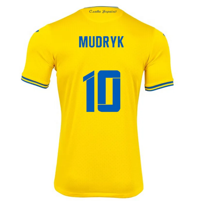 Danxen Mujer Camiseta Ucrania Mykhaylo Mudryk #10 Amarillo 1ª Equipación 24-26 La Camisa México