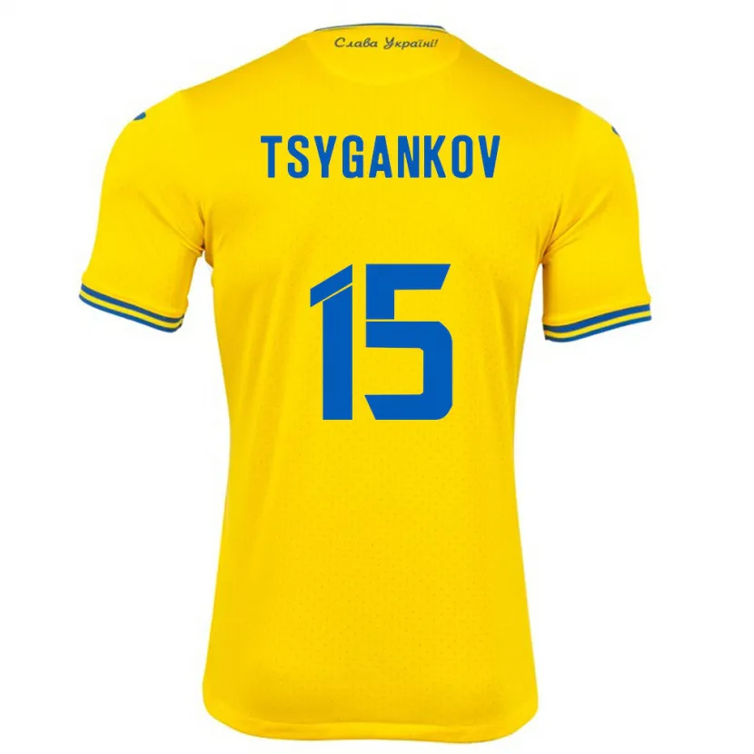 Danxen Mujer Camiseta Ucrania Viktor Tsygankov #15 Amarillo 1ª Equipación 24-26 La Camisa México