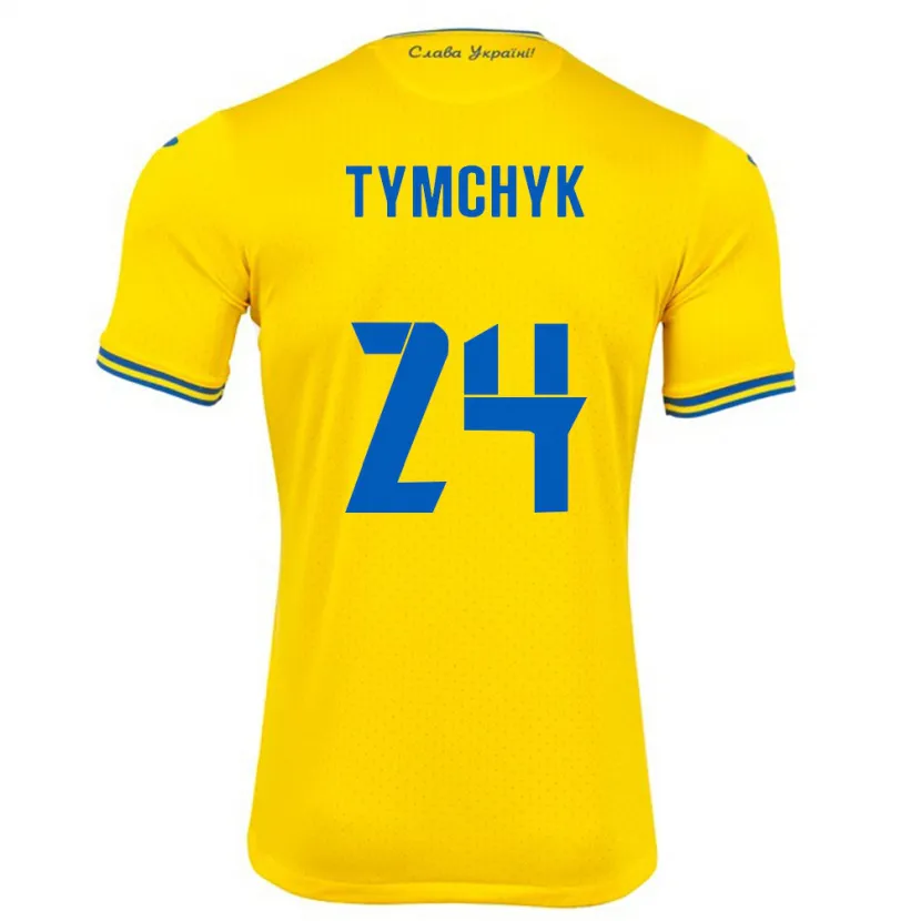 Danxen Mujer Camiseta Ucrania Oleksandr Tymchyk #24 Amarillo 1ª Equipación 24-26 La Camisa México