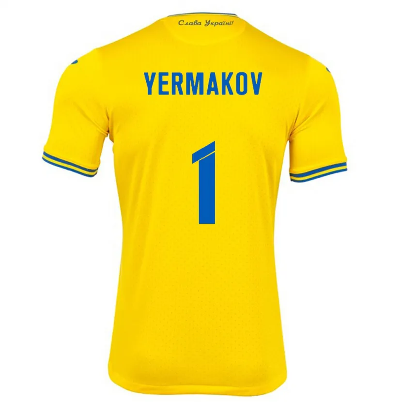 Danxen Mujer Camiseta Ucrania Georgiy Yermakov #1 Amarillo 1ª Equipación 24-26 La Camisa México