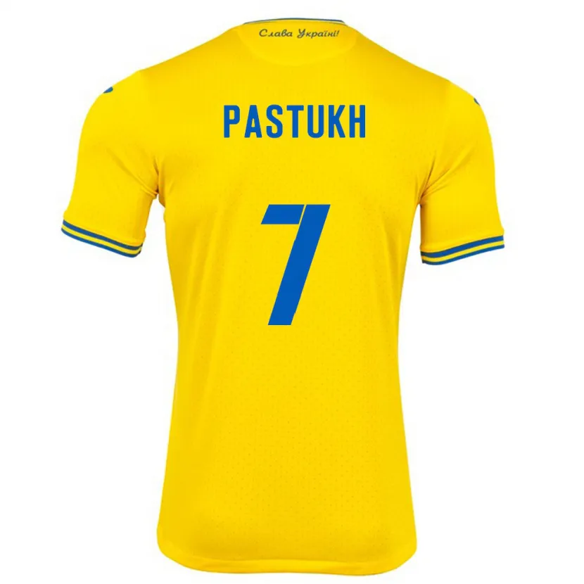 Danxen Mujer Camiseta Ucrania Yevgeniy Pastukh #7 Amarillo 1ª Equipación 24-26 La Camisa México