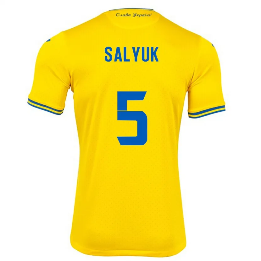 Danxen Mujer Camiseta Ucrania Volodymyr Salyuk #5 Amarillo 1ª Equipación 24-26 La Camisa México