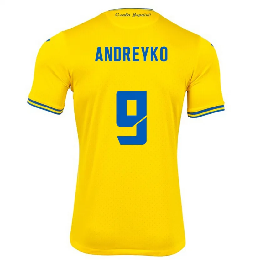 Danxen Mujer Camiseta Ucrania Ivan Andreyko #9 Amarillo 1ª Equipación 24-26 La Camisa México