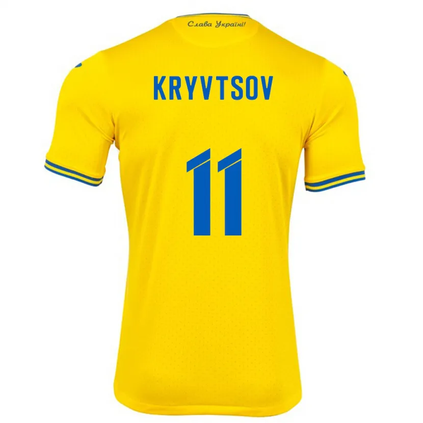 Danxen Mujer Camiseta Ucrania Nikita Kryvtsov #11 Amarillo 1ª Equipación 24-26 La Camisa México