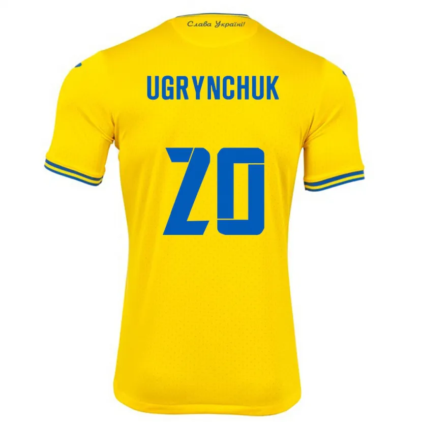 Danxen Mujer Camiseta Ucrania Artem Ugrynchuk #20 Amarillo 1ª Equipación 24-26 La Camisa México