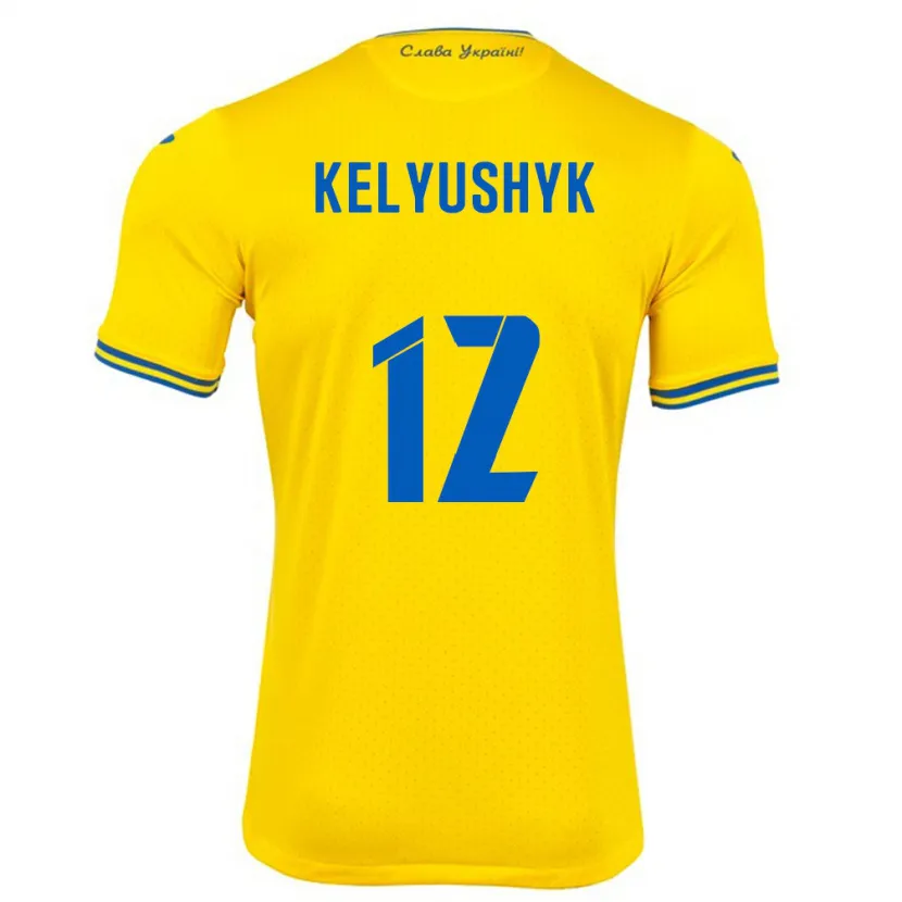 Danxen Mujer Camiseta Ucrania Darya Kelyushyk #12 Amarillo 1ª Equipación 24-26 La Camisa México