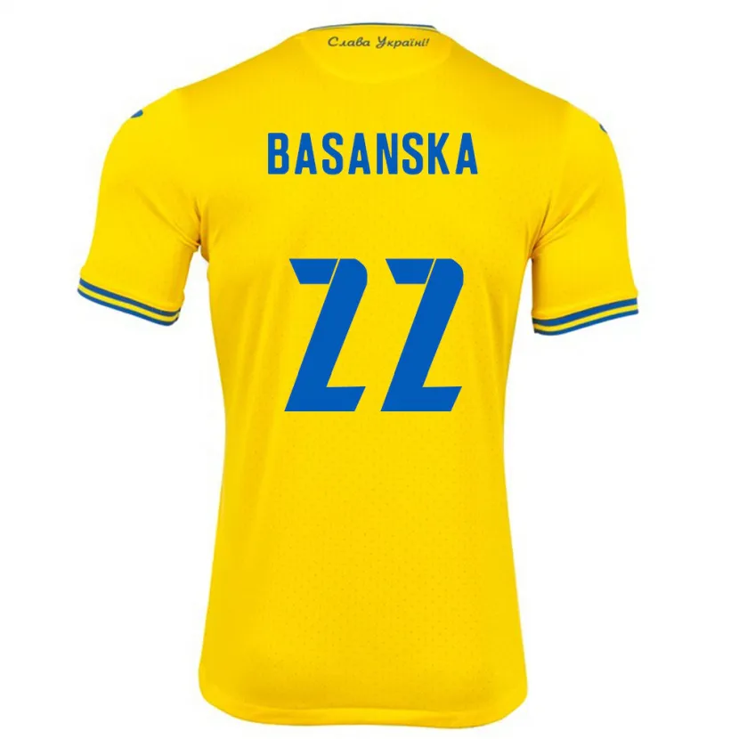 Danxen Mujer Camiseta Ucrania Olga Basanska #22 Amarillo 1ª Equipación 24-26 La Camisa México