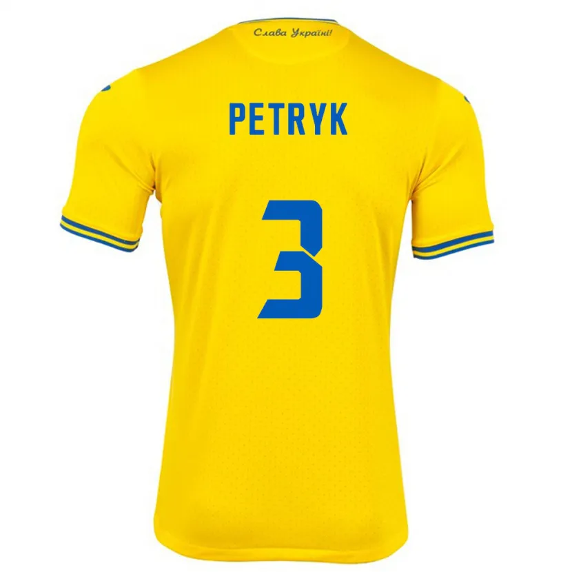 Danxen Mujer Camiseta Ucrania Anna Petryk #3 Amarillo 1ª Equipación 24-26 La Camisa México