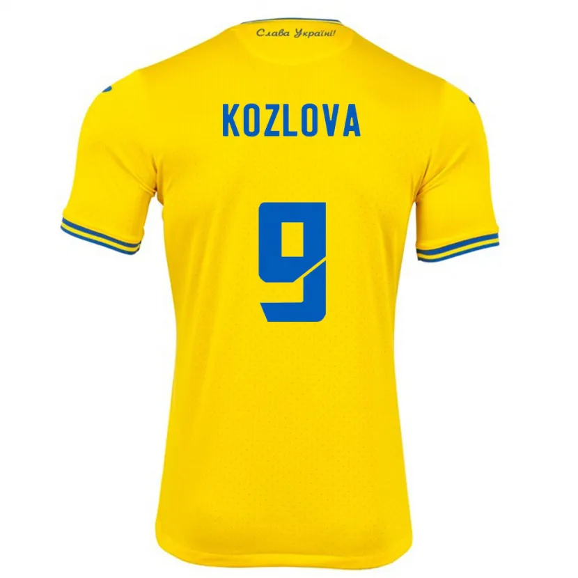Danxen Mujer Camiseta Ucrania Nicole Kozlova #9 Amarillo 1ª Equipación 24-26 La Camisa México