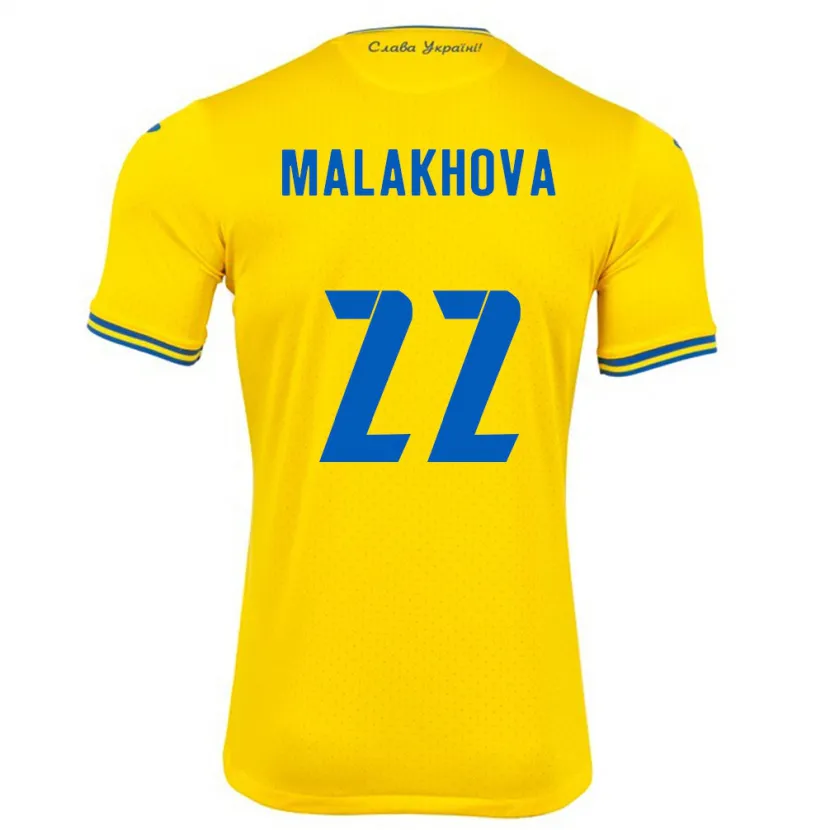 Danxen Mujer Camiseta Ucrania Yana Malakhova #22 Amarillo 1ª Equipación 24-26 La Camisa México