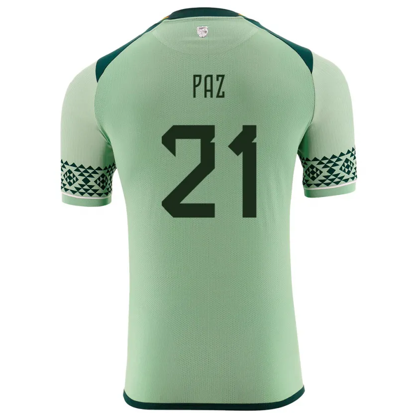 Danxen Mujer Camiseta Bolivia Luis Paz #21 Verde Claro 1ª Equipación 24-26 La Camisa México