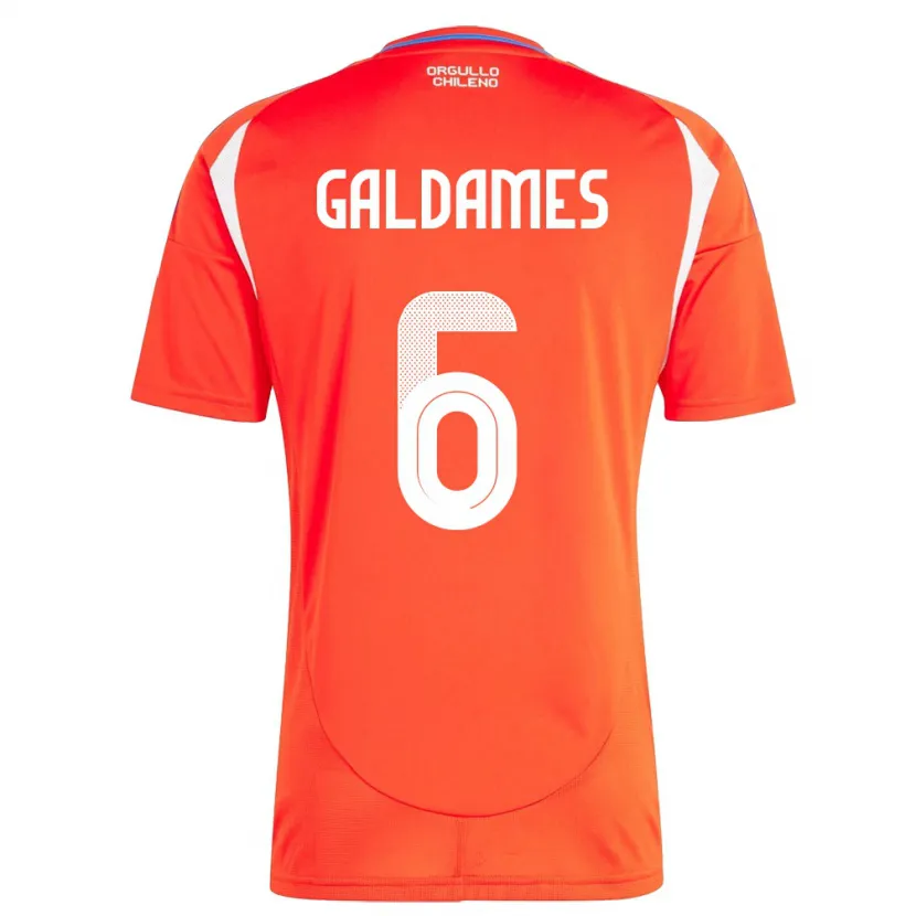 Danxen Mujer Camiseta Chile Thomas Galdames #6 Rojo 1ª Equipación 24-26 La Camisa México