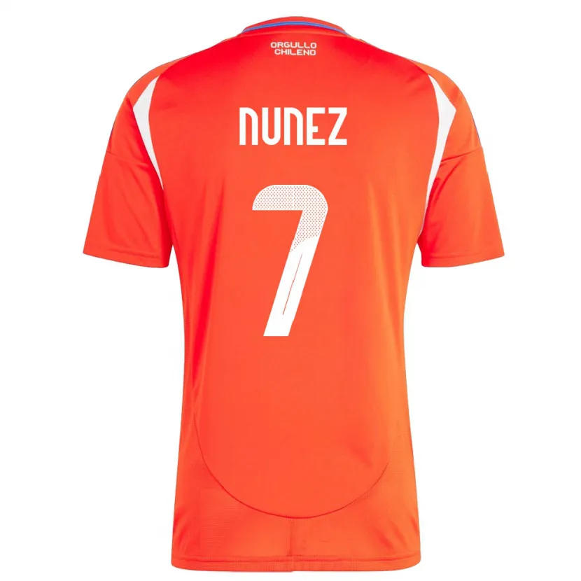 Danxen Mujer Camiseta Chile Marcelino Núñez #7 Rojo 1ª Equipación 24-26 La Camisa México