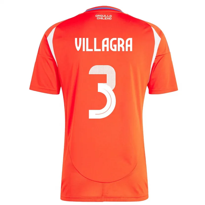 Danxen Mujer Camiseta Chile Jonathan Villagra #3 Rojo 1ª Equipación 24-26 La Camisa México
