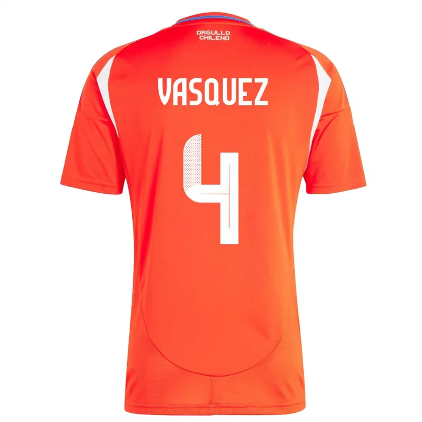 Danxen Mujer Camiseta Chile Matías Vásquez #4 Rojo 1ª Equipación 24-26 La Camisa México