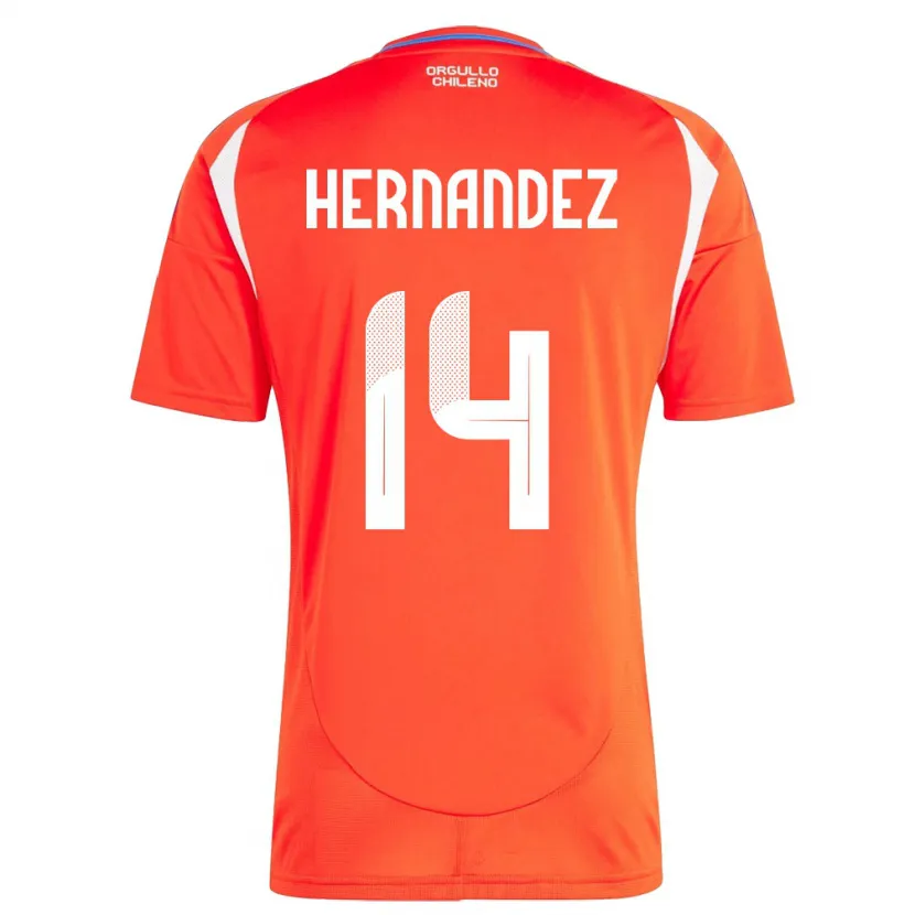 Danxen Mujer Camiseta Chile Leandro Hernández #14 Rojo 1ª Equipación 24-26 La Camisa México
