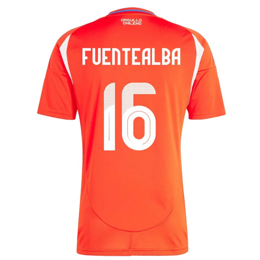 Danxen Mujer Camiseta Chile Jeison Fuentealba #16 Rojo 1ª Equipación 24-26 La Camisa México