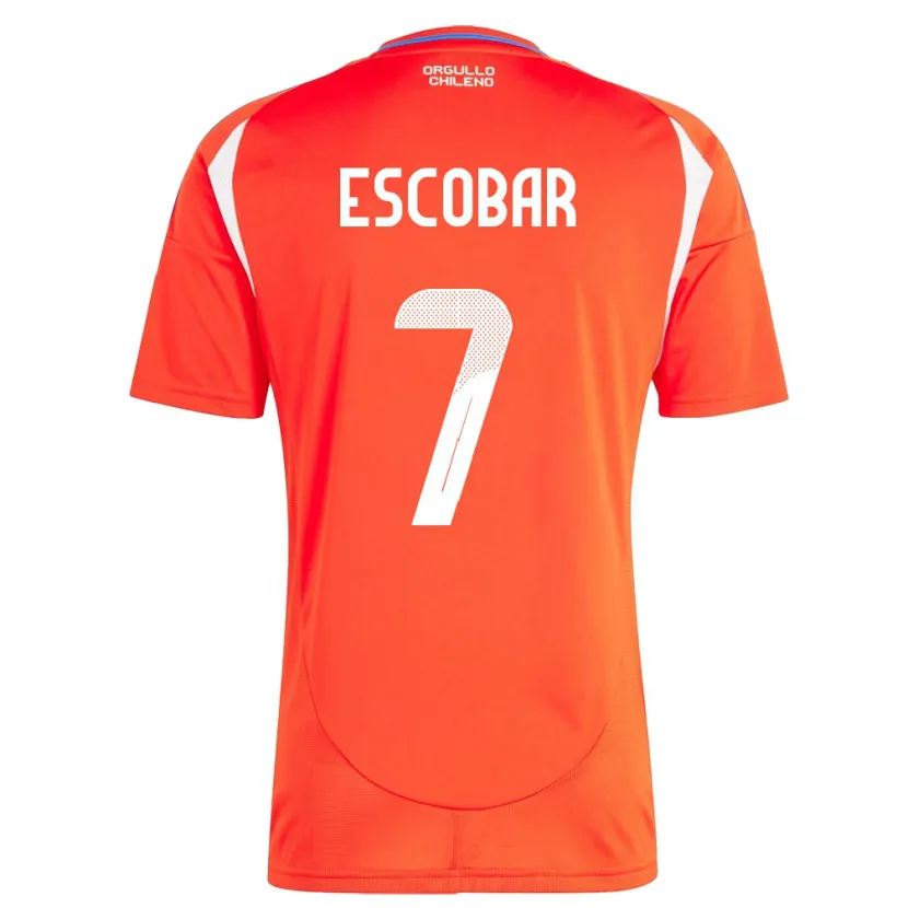 Danxen Mujer Camiseta Chile Bastián Escobar #7 Rojo 1ª Equipación 24-26 La Camisa México