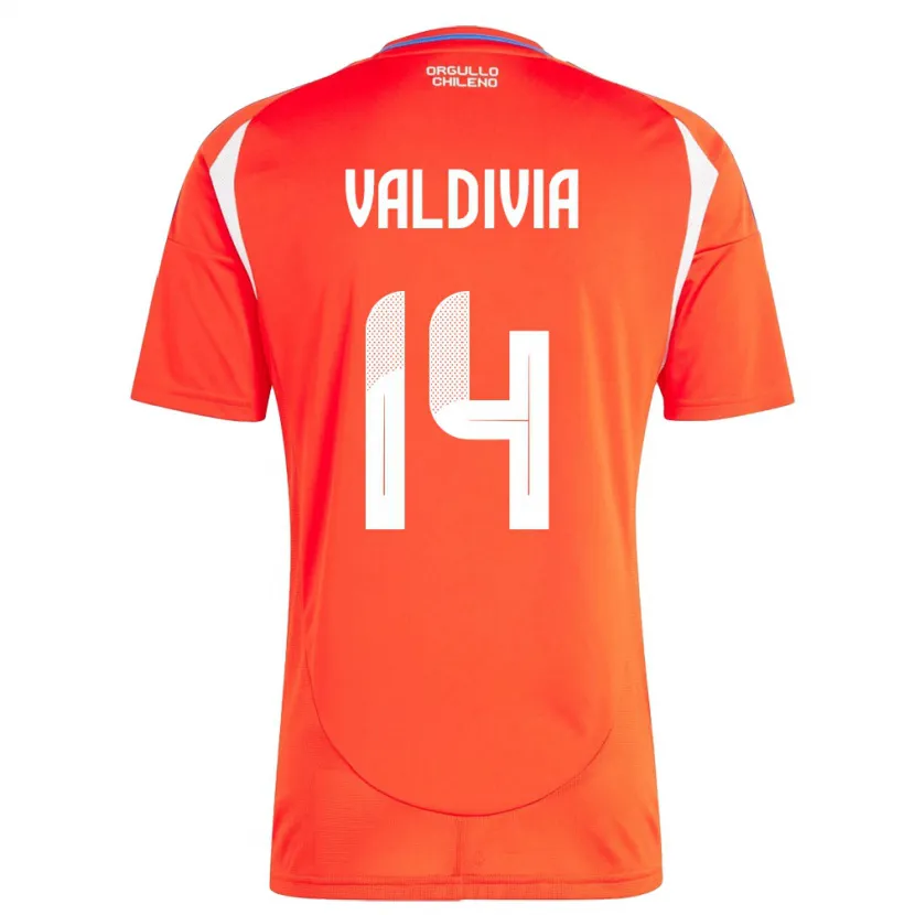 Danxen Mujer Camiseta Chile Felipe Valdivia #14 Rojo 1ª Equipación 24-26 La Camisa México