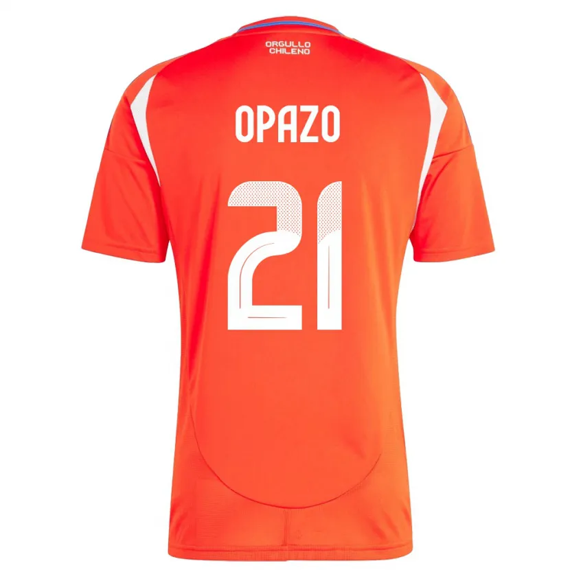 Danxen Mujer Camiseta Chile Diego Opazo #21 Rojo 1ª Equipación 24-26 La Camisa México