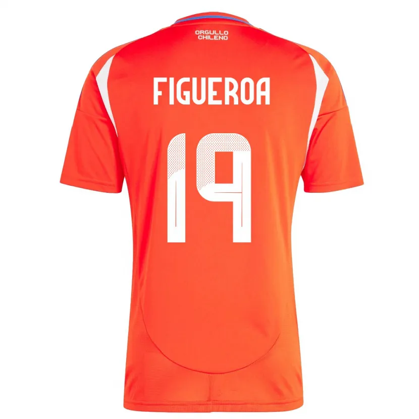 Danxen Mujer Camiseta Chile Catalina Figueroa #19 Rojo 1ª Equipación 24-26 La Camisa México