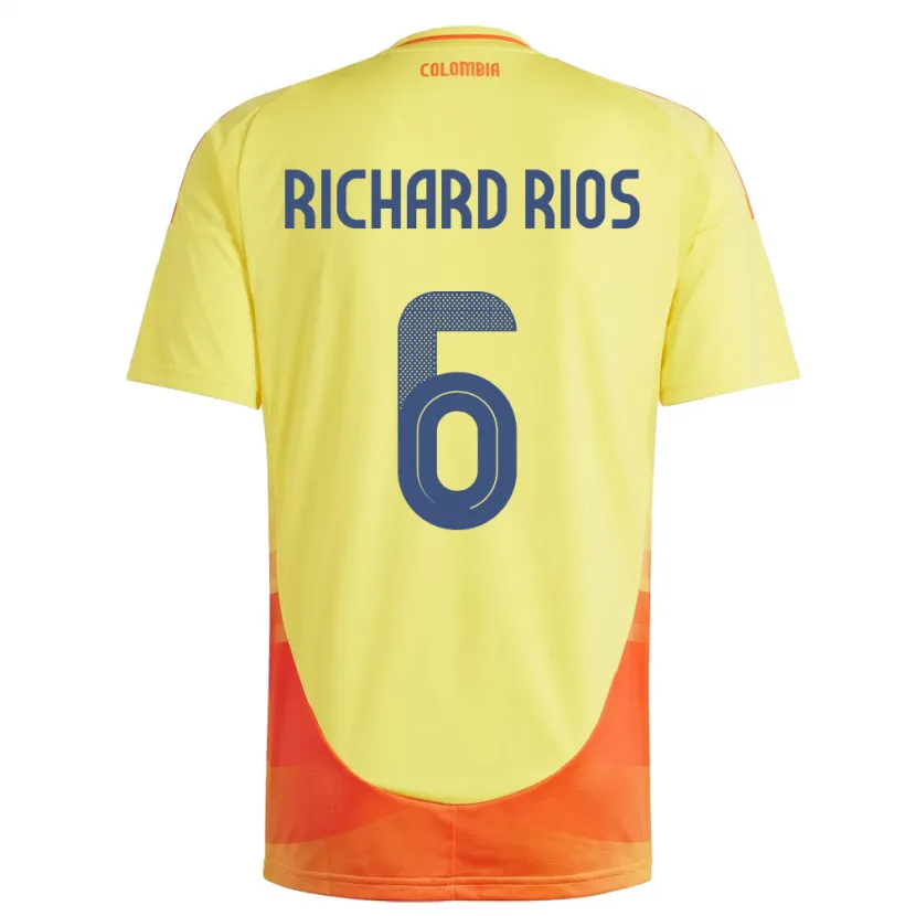 Danxen Mujer Camiseta Colombia Richard Ríos #6 Amarillo 1ª Equipación 24-26 La Camisa México