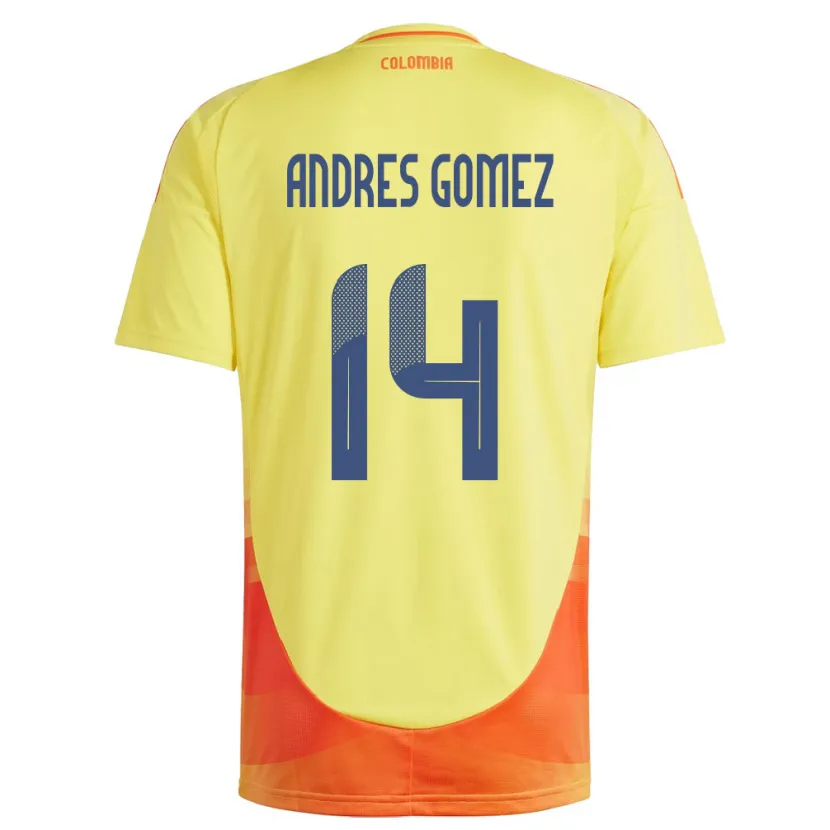 Danxen Mujer Camiseta Colombia Carlos Andrés Gómez #14 Amarillo 1ª Equipación 24-26 La Camisa México