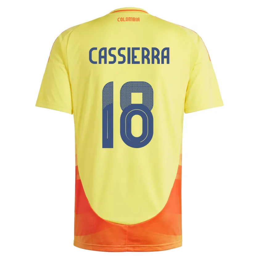 Danxen Mujer Camiseta Colombia Mateo Cassierra #18 Amarillo 1ª Equipación 24-26 La Camisa México