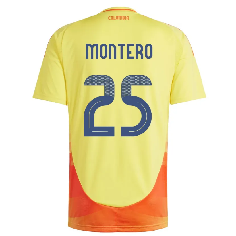 Danxen Mujer Camiseta Colombia Álvaro Montero #25 Amarillo 1ª Equipación 24-26 La Camisa México