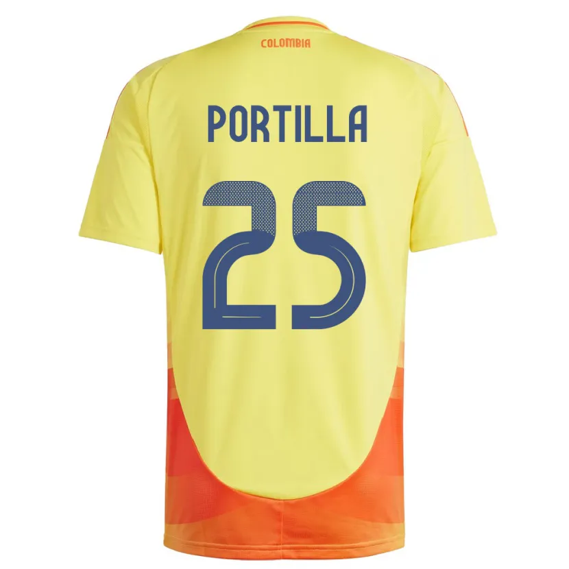 Danxen Mujer Camiseta Colombia Juan Portilla #25 Amarillo 1ª Equipación 24-26 La Camisa México
