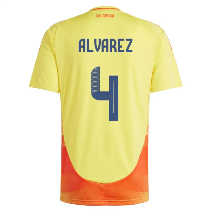 Danxen Mujer Camiseta Colombia Fernando Álvarez #4 Amarillo 1ª Equipación 24-26 La Camisa México