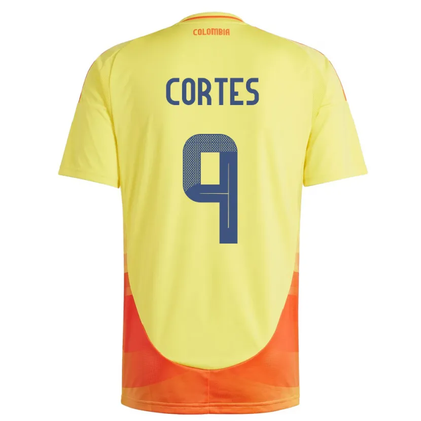 Danxen Mujer Camiseta Colombia Carlos Cortés #9 Amarillo 1ª Equipación 24-26 La Camisa México