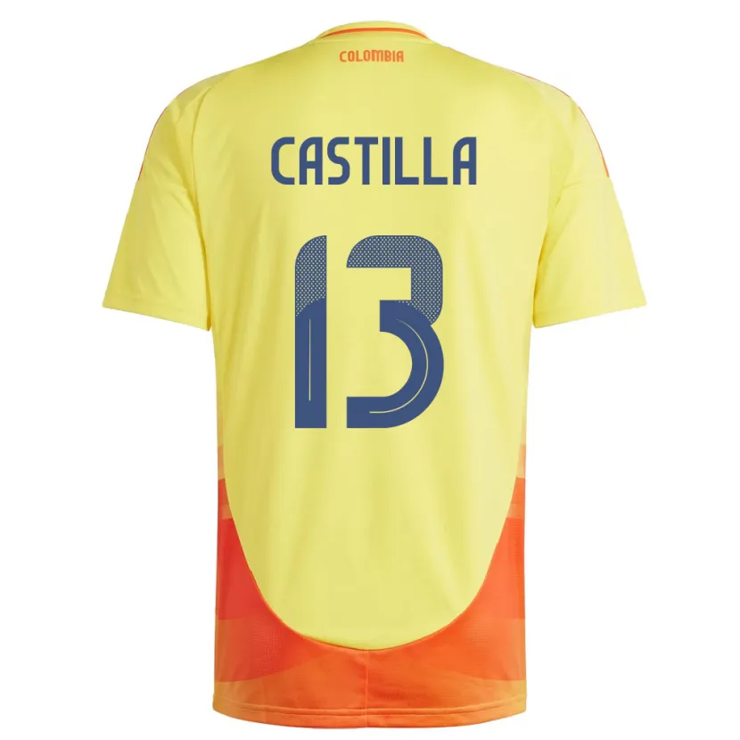 Danxen Mujer Camiseta Colombia Juan Castilla #13 Amarillo 1ª Equipación 24-26 La Camisa México