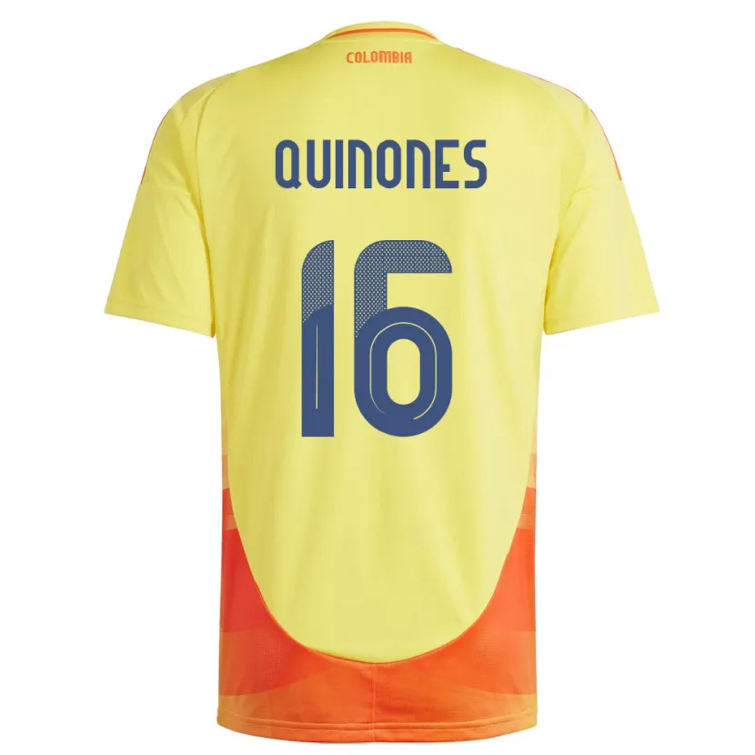 Danxen Mujer Camiseta Colombia Nelson Quiñónes #16 Amarillo 1ª Equipación 24-26 La Camisa México