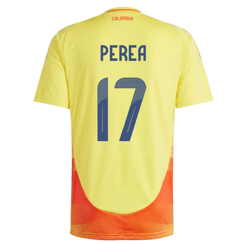 Danxen Mujer Camiseta Colombia Óscar Perea #17 Amarillo 1ª Equipación 24-26 La Camisa México