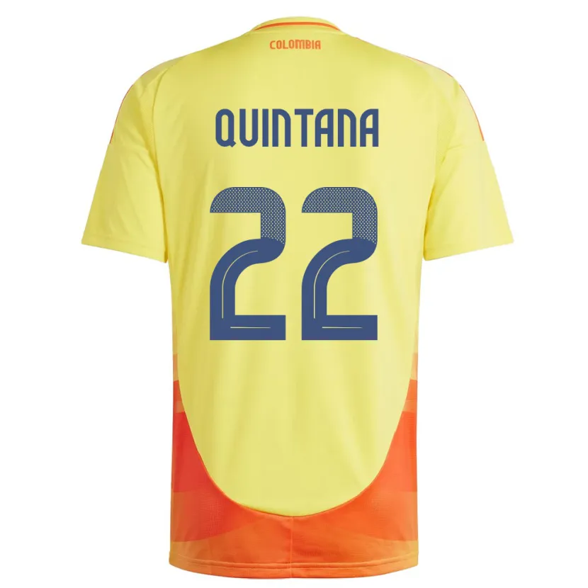 Danxen Mujer Camiseta Colombia Breiner Quintana #22 Amarillo 1ª Equipación 24-26 La Camisa México