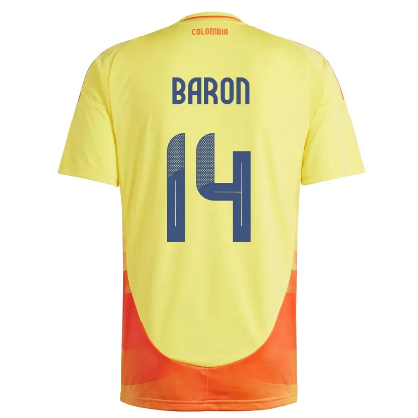 Danxen Mujer Camiseta Colombia Ángela Barón #14 Amarillo 1ª Equipación 24-26 La Camisa México