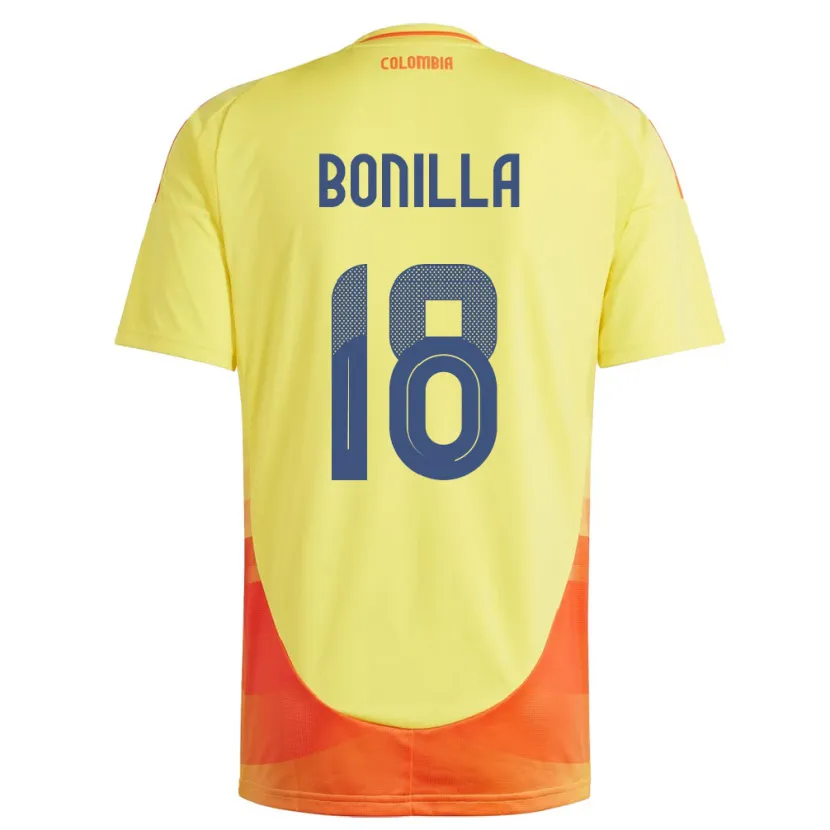 Danxen Mujer Camiseta Colombia Wendy Bonilla #18 Amarillo 1ª Equipación 24-26 La Camisa México
